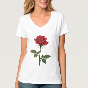 A Single Red Rose With Morning Dew T-Shirt