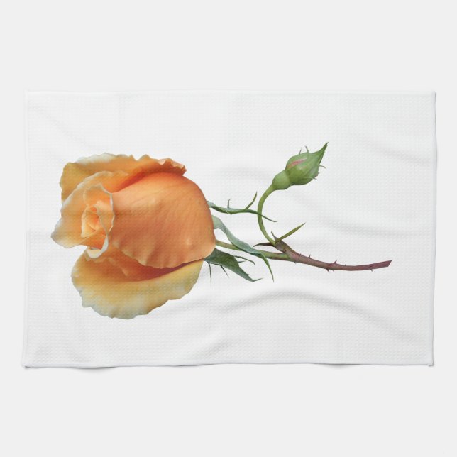 A single rose cutting     tea towel (Horizontal)