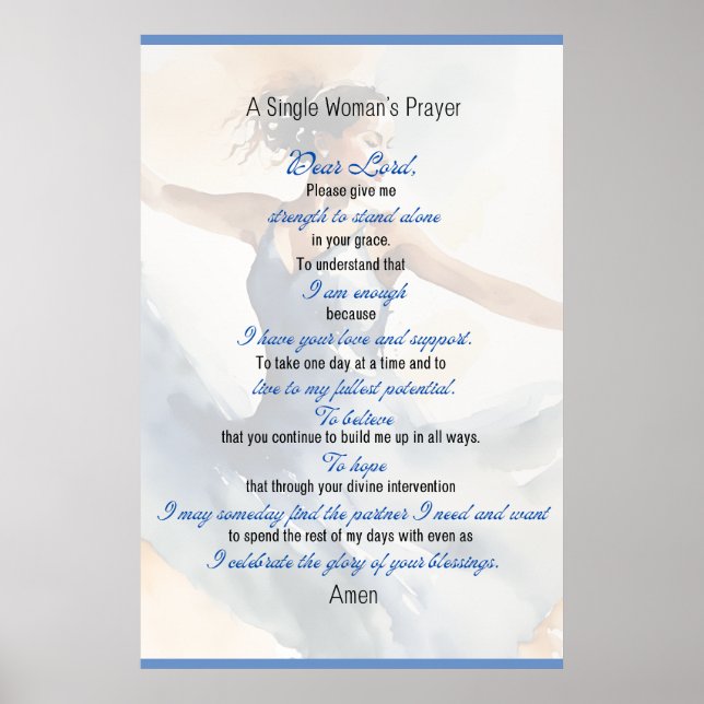 A Single Woman's Prayer Poster (Front)