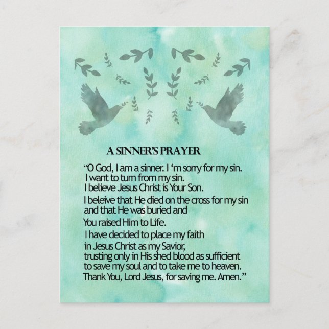A Sinner's Prayer Postcard (Front)