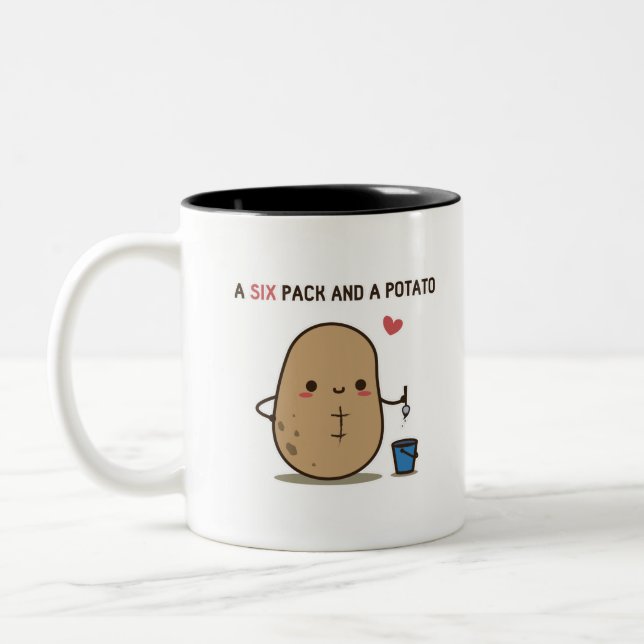A Six Pack and A Potato Two-Tone Coffee Mug (Left)