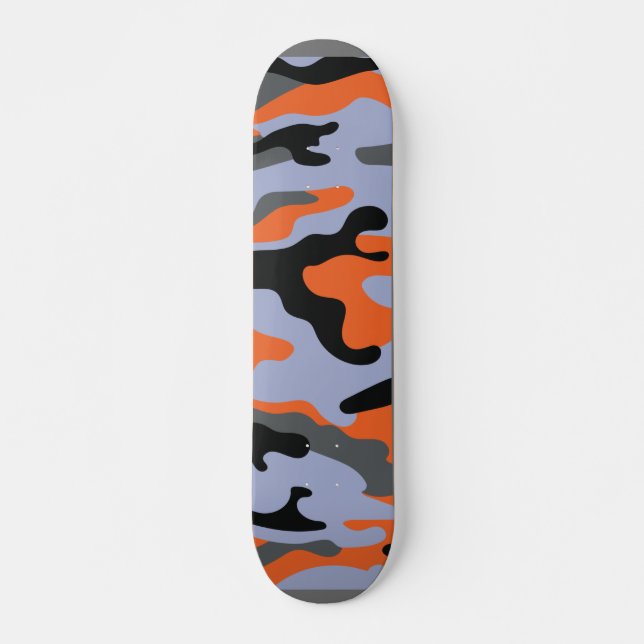 A skateboard with a vibrant design on it.  (Front)