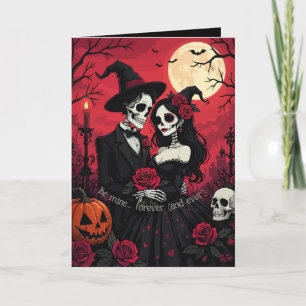 A Skeletal Couple Stands In An Eternal Embrace  Card