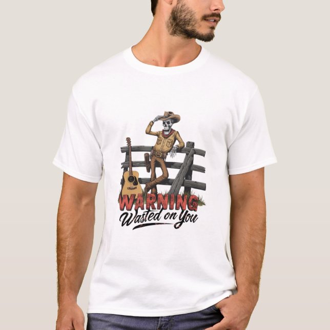 A skeletal cowboy tipping his hat T-Shirt (Front)