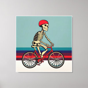 A Skeleton Riding A Bicycle Canvas Print