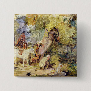 A Sketch for 'Foresters Stalking Deer' (oil over c 15 Cm Square Badge