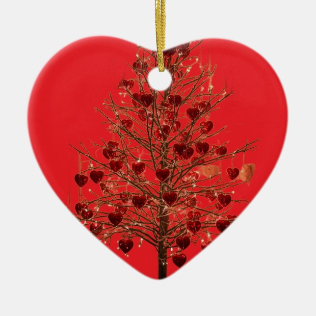 A Skinny Valentine's Day Tree on a Ceramic Tree Decoration (Front)