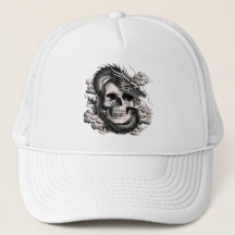 A SKULL AND A DRAGON Trucker Hat