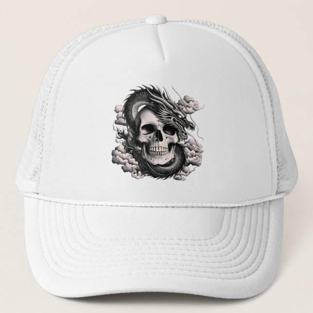 A SKULL AND A DRAGON Trucker Hat (Front)
