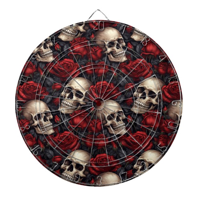 A Skull and Roses Series Design 10 Dartboard (Front)