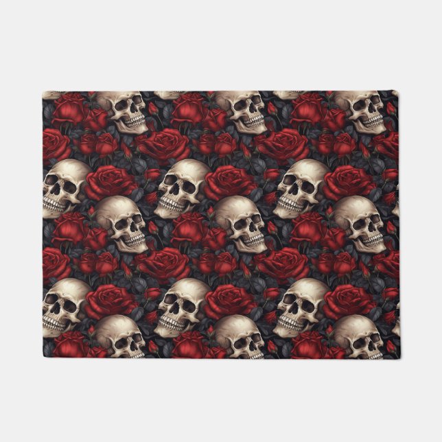 A Skull and Roses Series Design 10 Doormat (Front)