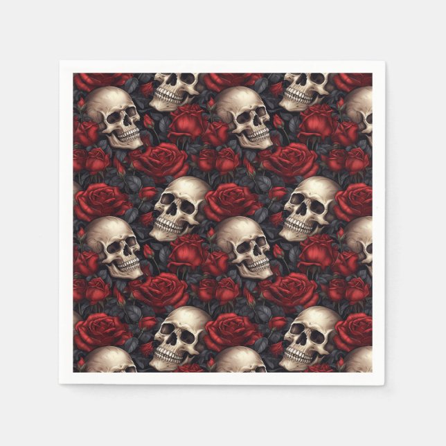 A Skull and Roses Series Design 10 Napkin (Front)