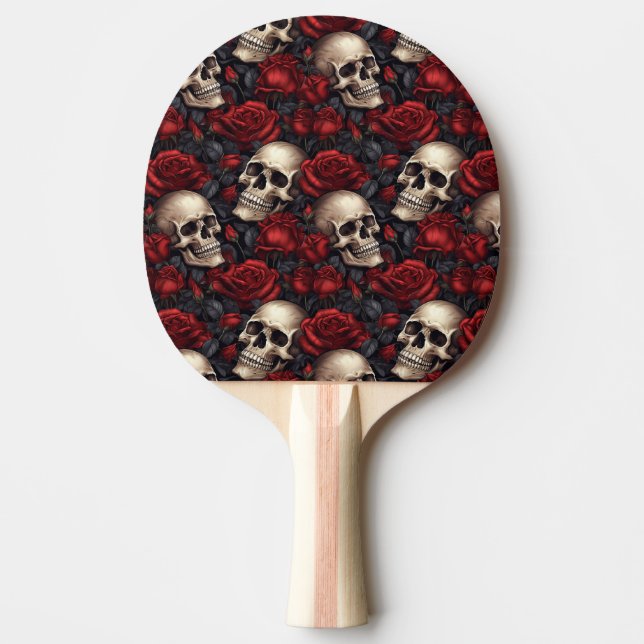 A Skull and Roses Series Design 10 Ping Pong Paddle (Front)