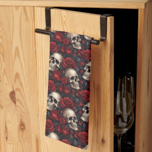 A Skull and Roses Series Design 10 Tea Towel