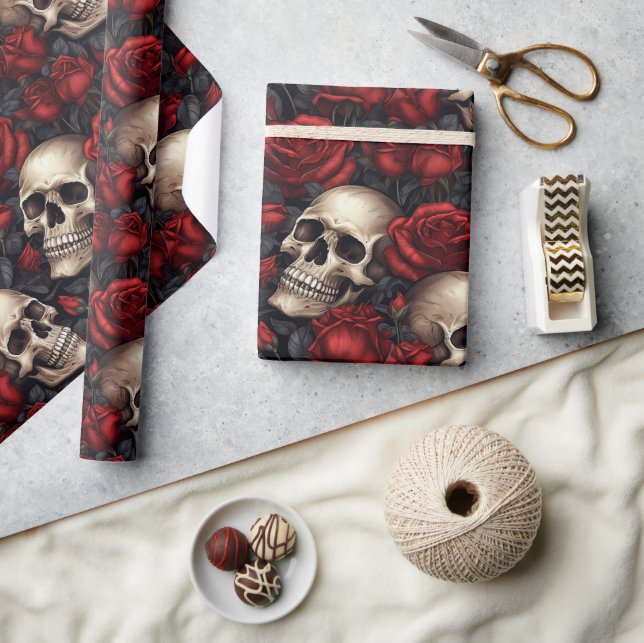 A Skull and Roses Series Design 10 Wrapping Paper (Crafts)