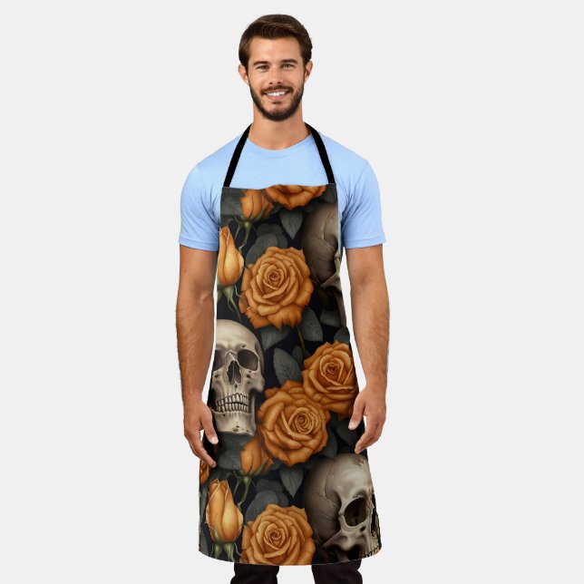 A Skull and Roses Series Design 11 Apron (Worn)