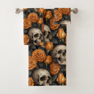 A Skull and Roses Series Design 11 Bath Towel Set