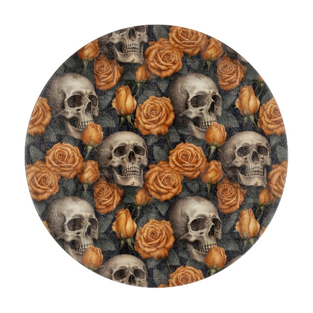 A Skull and Roses Series Design 11 Cutting Board (Front)