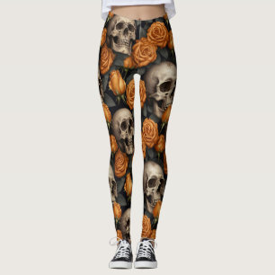 A Skull and Roses Series Design 11 Leggings