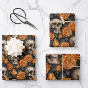 A Skull and Roses Series Design 11 Wrapping Paper Sheet