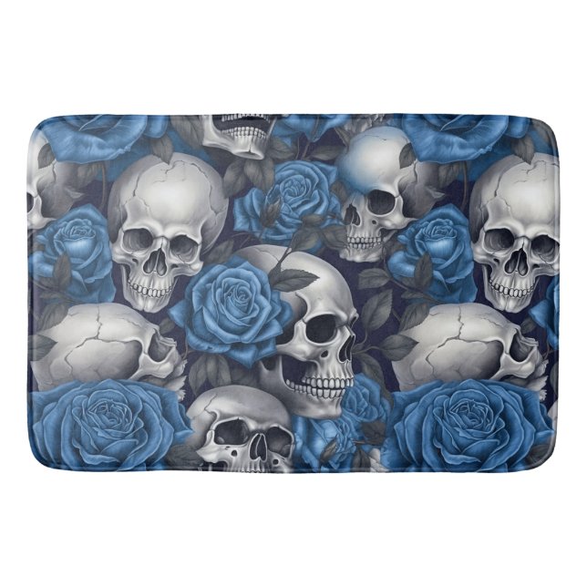 A Skull and Roses Series Design 12 Bath Mat (Front)