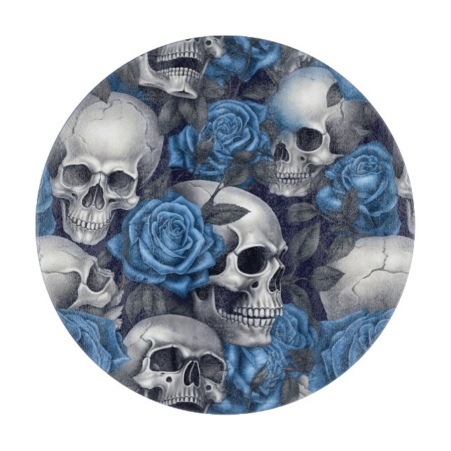 A Skull and Roses Series Design 12 Cutting Board (Front)