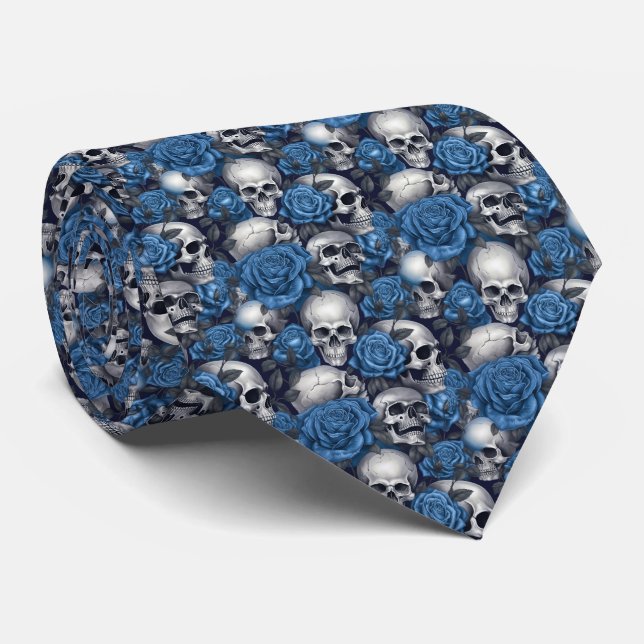 A Skull and Roses Series Design 12 Tie (Rolled)