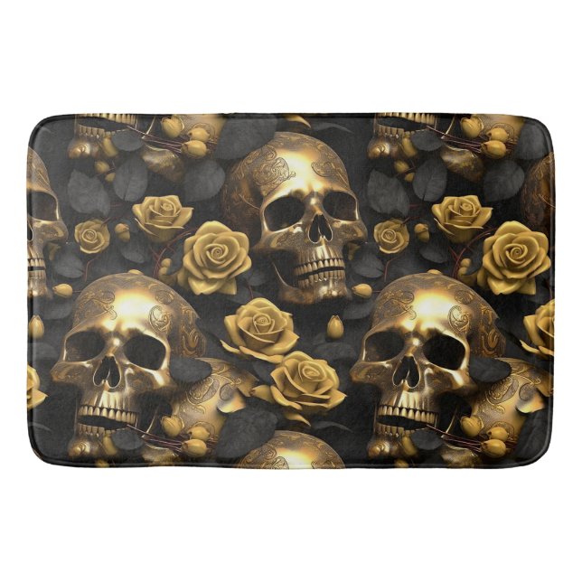 A Skull and Roses Series Design 8 Bath Mat (Front)