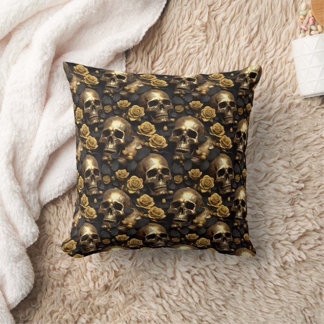 A Skull and Roses Series Design 8 Cushion (Blanket)