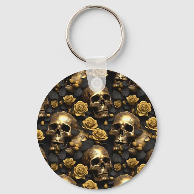 A Skull and Roses Series Design 8 Key Ring (Front)