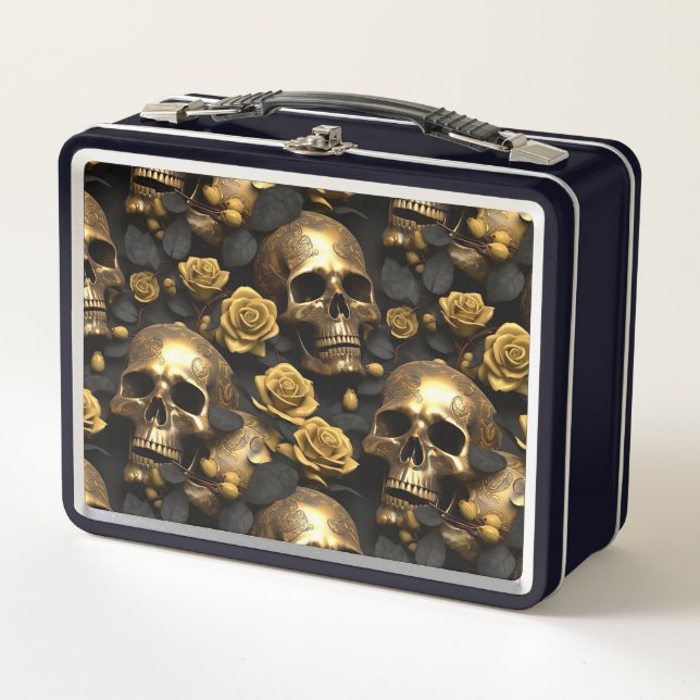 A Skull and Roses Series Design 8 Metal Lunch Box (Front)