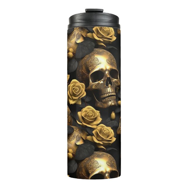 A Skull and Roses Series Design 8 Thermal Tumbler (Front)