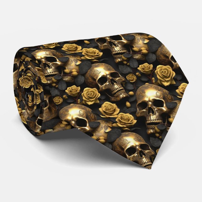 A Skull and Roses Series Design 8 Tie (Rolled)