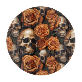 A Skull and Roses Series Design 9 Cutting Board