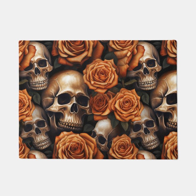 A Skull and Roses Series Design 9 Doormat (Front)
