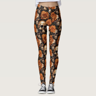 A Skull and Roses Series Design 9 Leggings