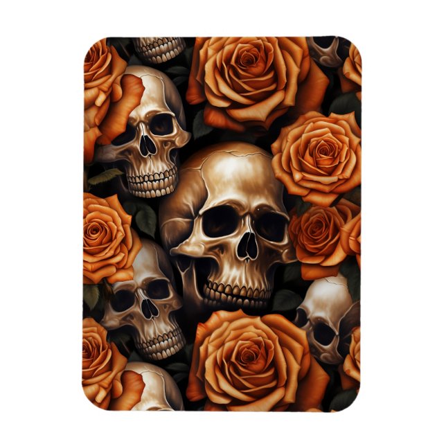A Skull and Roses Series Design 9 Magnet (Vertical)