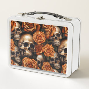 A Skull and Roses Series Design 9 Metal Lunch Box