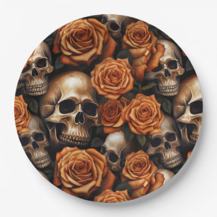 A Skull and Roses Series Design 9 Paper Plate