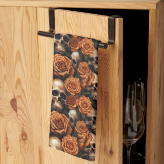 A Skull and Roses Series Design 9 Tea Towel