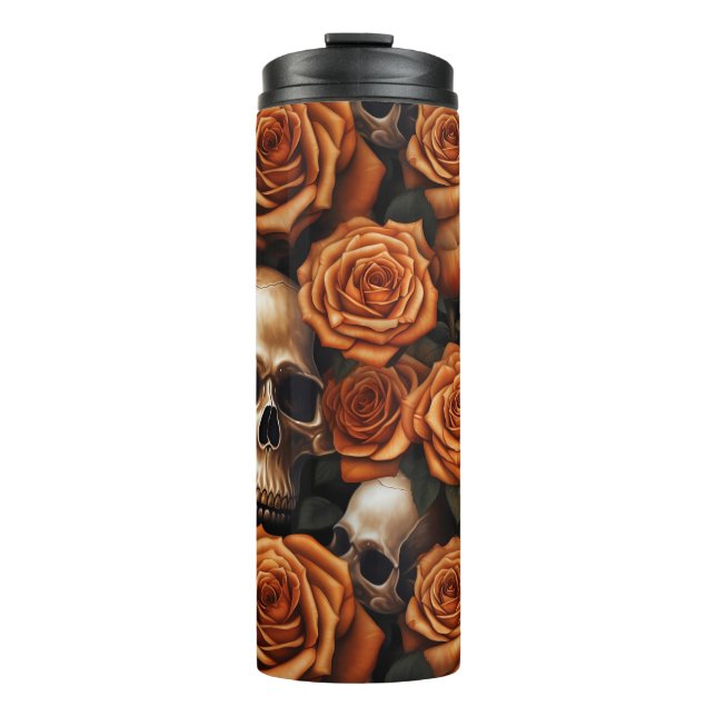 A Skull and Roses Series Design 9 Thermal Tumbler (Front)