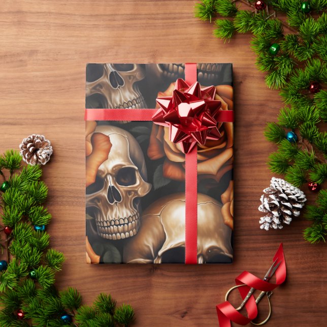 A Skull and Roses Series Design 9 Wrapping Paper (Holiday Gift)