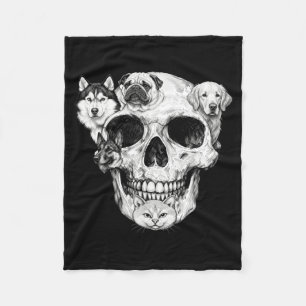 A Skull But Cats Dogs Skeleton Halloween Dog Cat Fleece Blanket