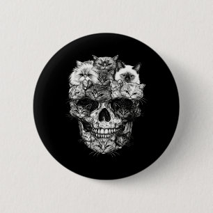 A Skull But Cats Kitty Skeleton Halloween Cat 6 Cm Round Badge