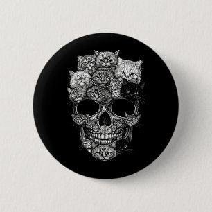 A Skull But Cats Kitty Skeleton Halloween Cat 6 Cm Round Badge