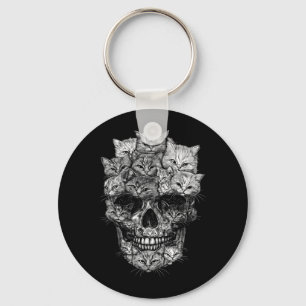 A Skull But Cats Kitty Skeleton Halloween Cat Key Ring