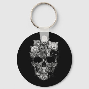 A Skull But Cats Kitty Skeleton Halloween Cat Key Ring