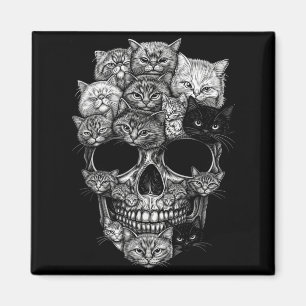 A Skull But Cats Kitty Skeleton Halloween Cat Magnet