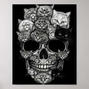 A Skull But Cats Kitty Skeleton Halloween Cat Poster