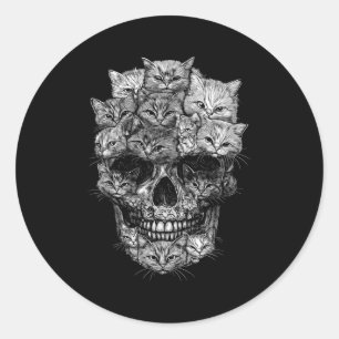 A Skull But It's Cats Kitty Skeleton Halloween Cat Classic Round Sticker